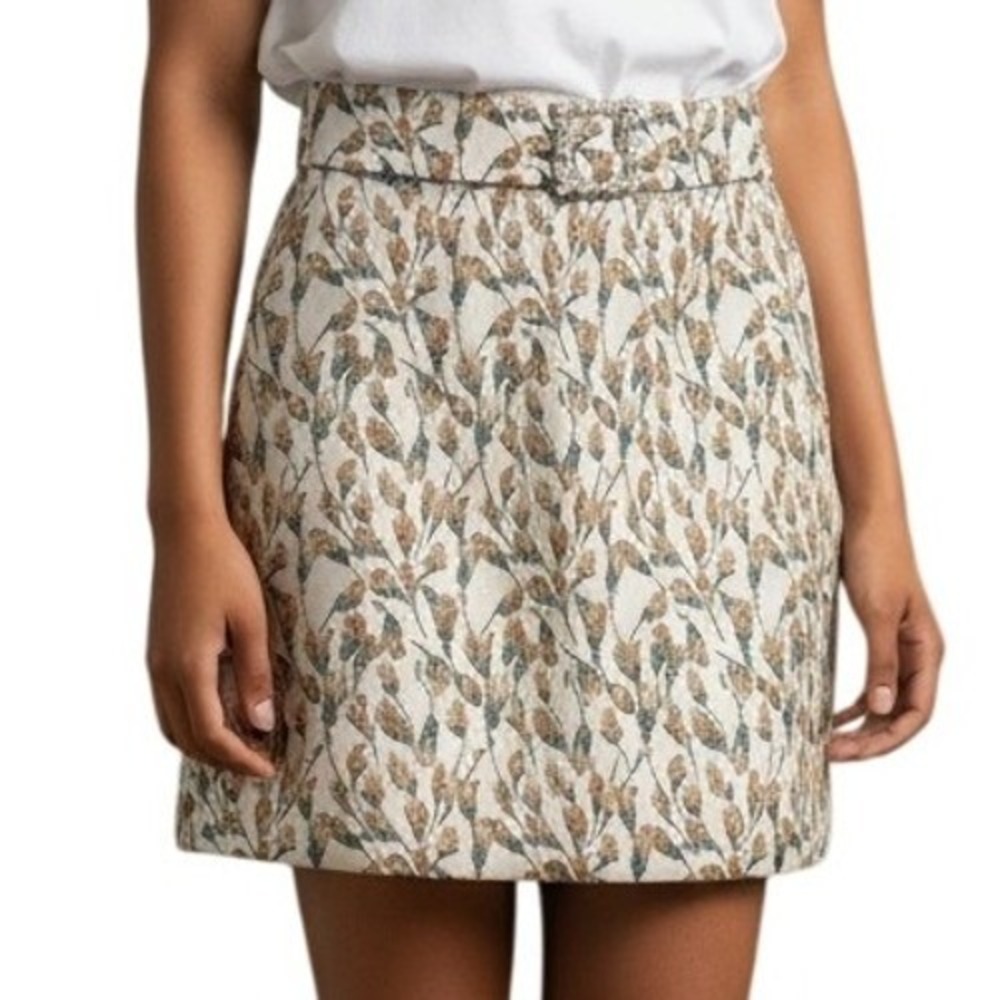 REVOLVE SONG OF STYLE Floral Jacquard Faux Pearl Buckle Mini‎ Skirt Small